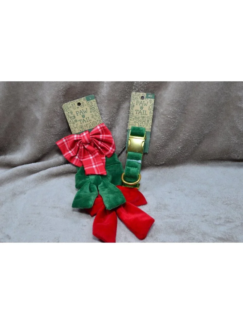 Paw & Tail Christmas Holiday Large Dog Pet Collar & Accessory Velvet Festive